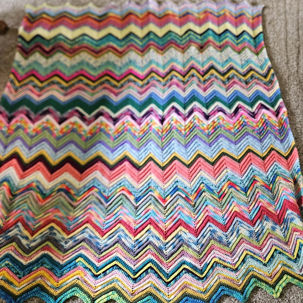 Stunning chevron pattern handmade afghan